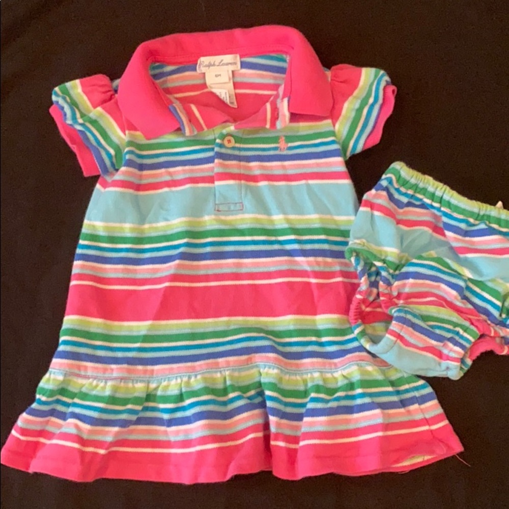 Ralph Lauren striped baby dress with diaper cover